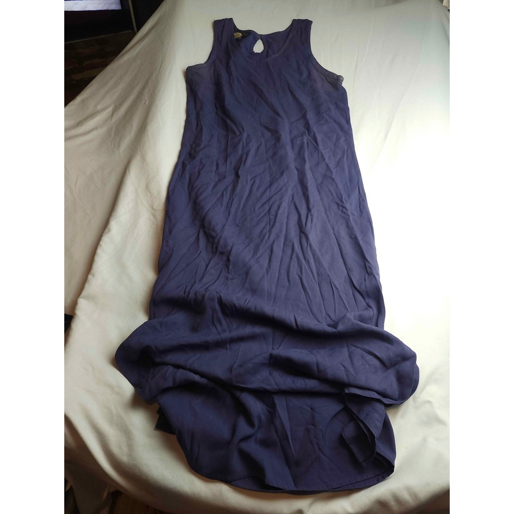 Tommy Bahama Navy Blue 100% Silk Herringbone Sleeveless Maxi Dress Small